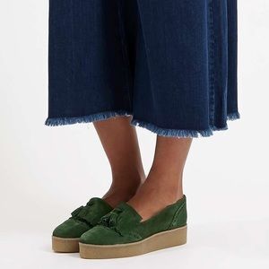 Topshop KOBBLER Fringe Green Suede Flatform